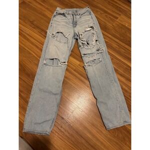 American Eagle Light Wash Distressed Ripped Jeans Women's Size‎ 4